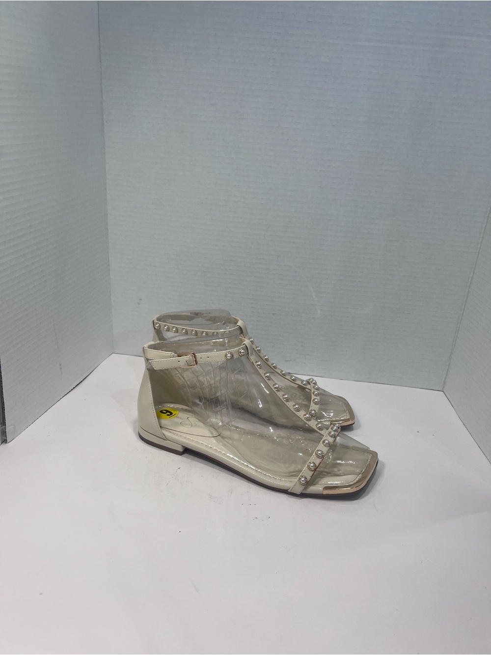 Jessica Simpson Clear Pearl-Embellished Ankle Sandal - White